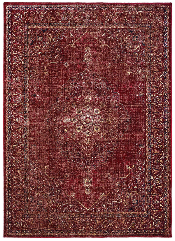 Rugs Dining Room Rugs - 31" x 236" x 0.13" Red Viscose Runner Rug HomeRoots