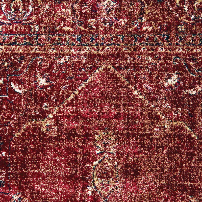 Rugs Dining Room Rugs - 31" x 236" x 0.13" Red Viscose Runner Rug HomeRoots