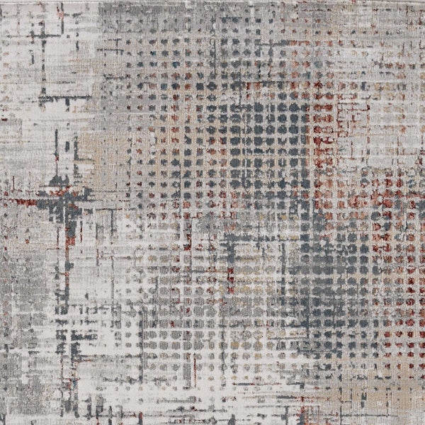 Rugs Dining Room Rugs - 39" X 55" X 0.'25" Grey/Brick Polypropylene & Polyester Rug HomeRoots