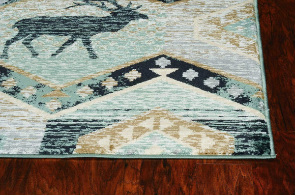 Rugs Dining Room Rugs - 39" X 63" X 0.'5" Seafoam Polypropylene Rug HomeRoots