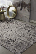 Rugs Dining Room Rugs 63" X 91" X 0.'25" Ivory/Grey Polyester Rug 4824 HomeRoots