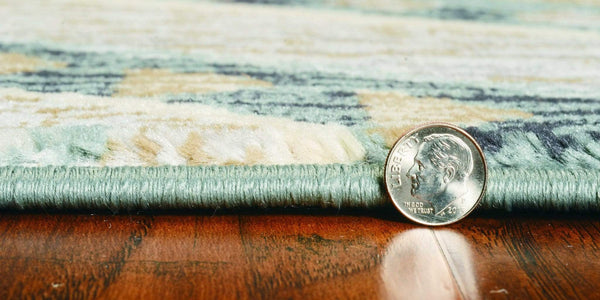 Rugs Dining Room Rugs - 63" X 91" X 0.'5" Seafoam Polypropylene Rug HomeRoots