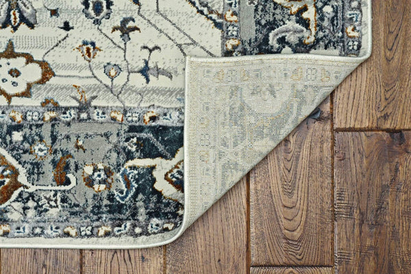 Rugs Dining Room Rugs - 94" X 130" X 0.'25" Ivory/Grey Polyester Rug HomeRoots