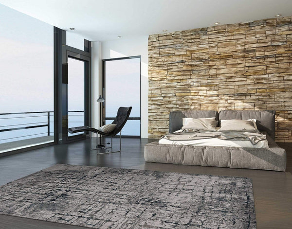Rugs Dining Room Rugs - 94" X 130" X 0.'25" Ivory/Grey Polypropylene & Polyester Rug HomeRoots