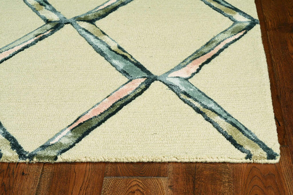 Rugs Discount Area Rugs - 144" X 180" X 0.'5" Cream Wool / Viscose Rug HomeRoots