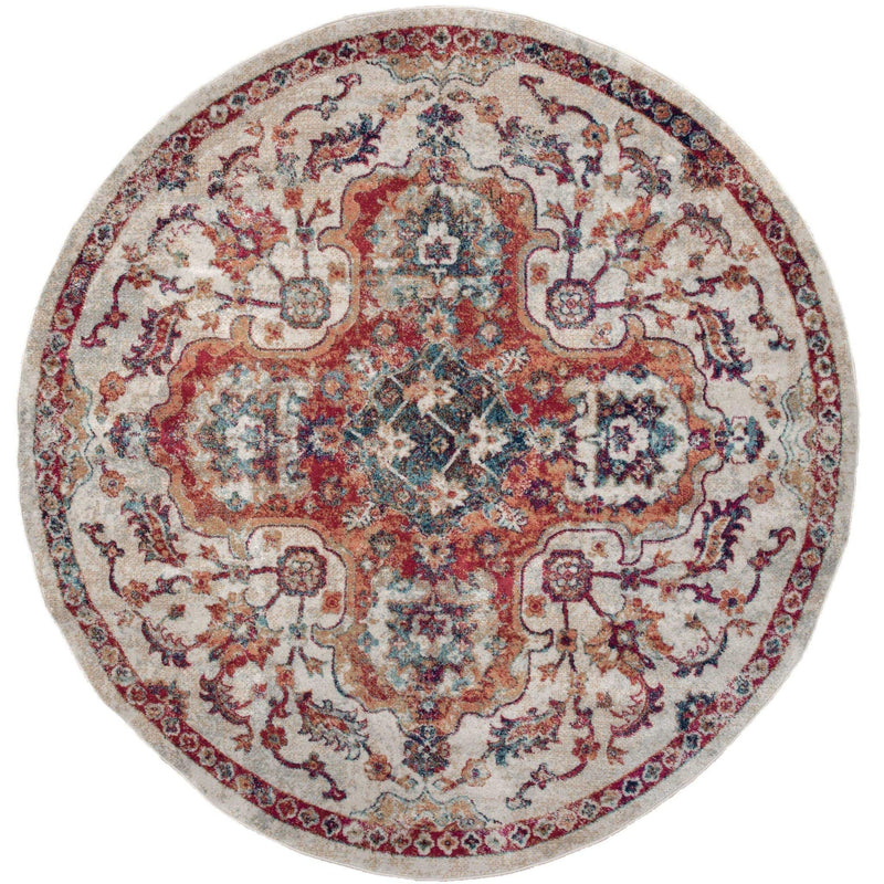 Rugs Discount Area Rugs - 94" x 94" x 0.4" Cream Olefin Round Rug HomeRoots