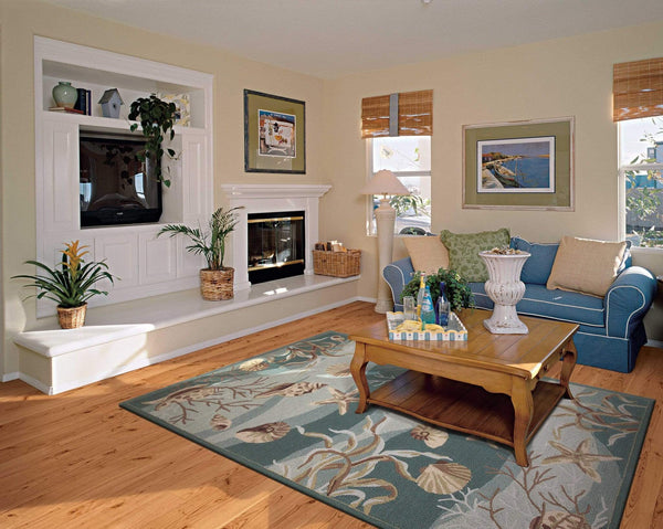 Rugs Discount Rugs - 20" X 30" X 0.'25" Seafoam Polyester Rug HomeRoots