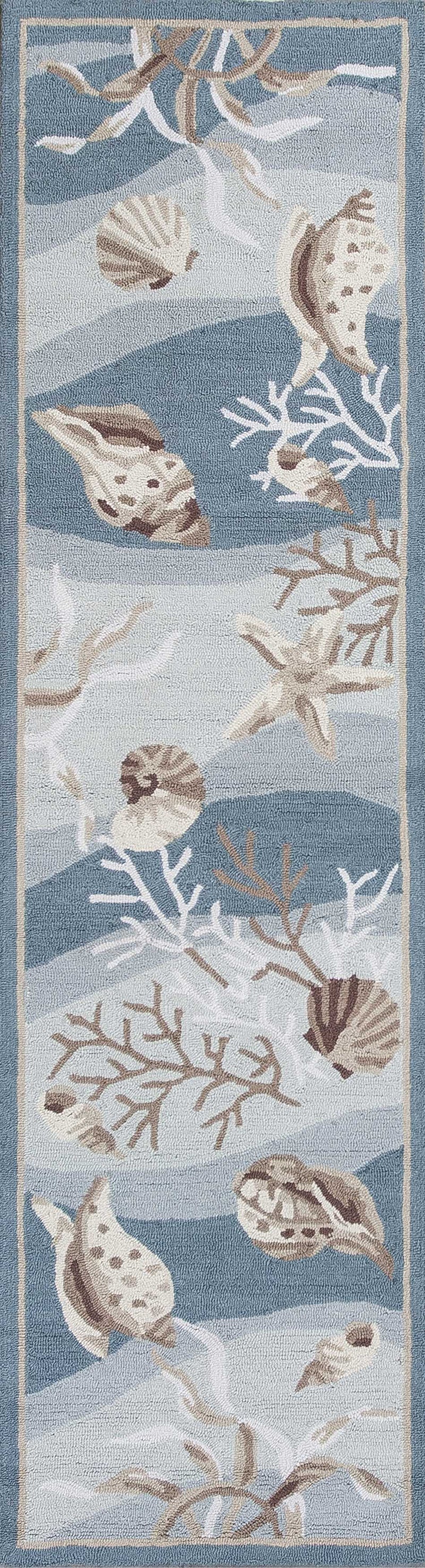 Rugs Discount Rugs - 24" X 90" X 0.'25" Seafoam Polyester Rug HomeRoots