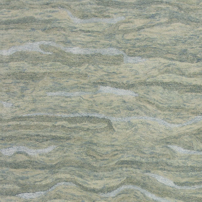 Rugs Discount Rugs - 90" X 114" X 0.'5" Seafoam Wool / Viscose Rug HomeRoots