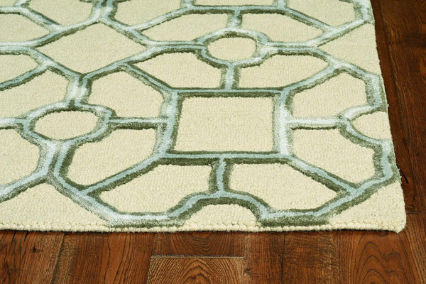 Rugs Dynamic Rugs - 144" X 180" X 0.'5" Beige Wool / Viscose Rug HomeRoots