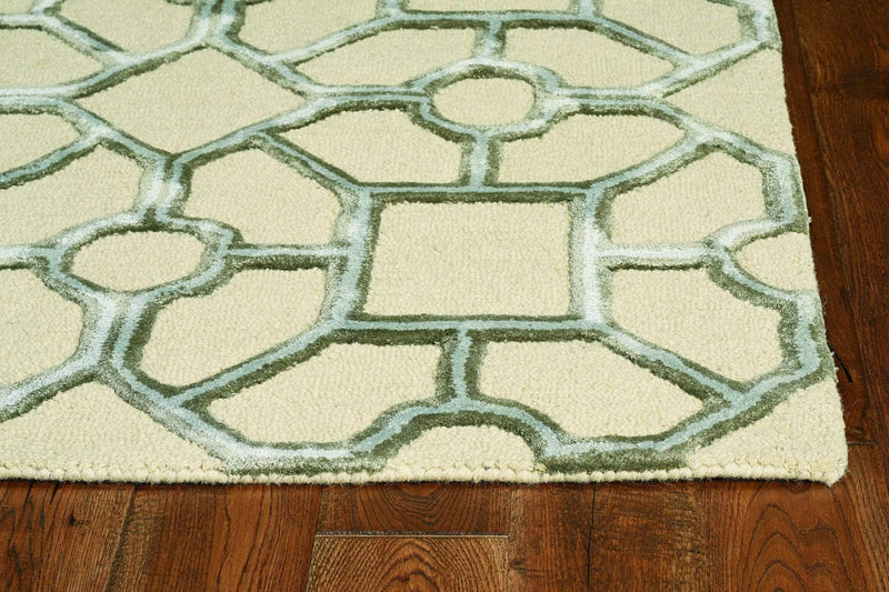 Rugs Dynamic Rugs - 144" X 180" X 0.'5" Beige Wool / Viscose Rug HomeRoots