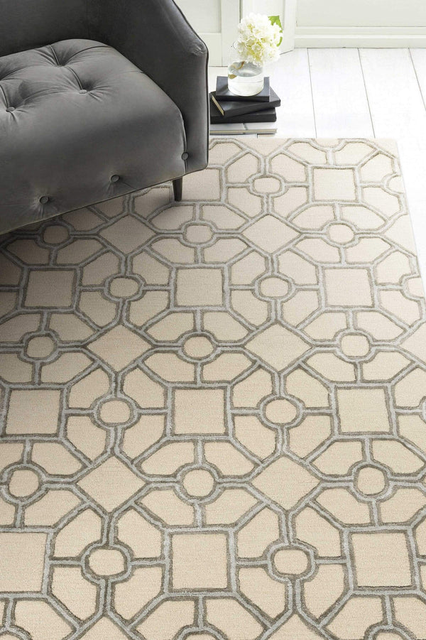 Rugs Dynamic Rugs - 60" X 84" X 0.'5" Beige Wool / Viscose Rug HomeRoots