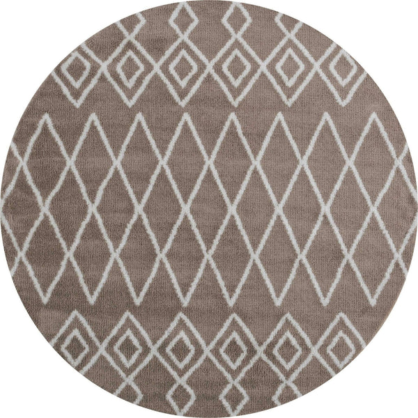 Rugs Dynamic Rugs - 94" x 94" x 1.2" Beige Microfiber Polyester Round Rug HomeRoots