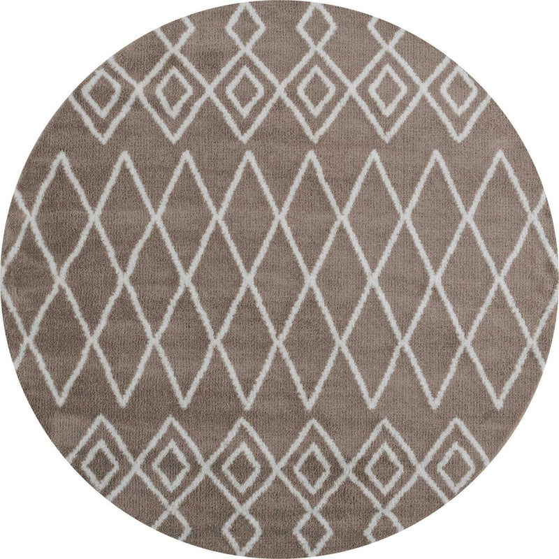 Rugs Dynamic Rugs - 94" x 94" x 1.2" Beige Microfiber Polyester Round Rug HomeRoots