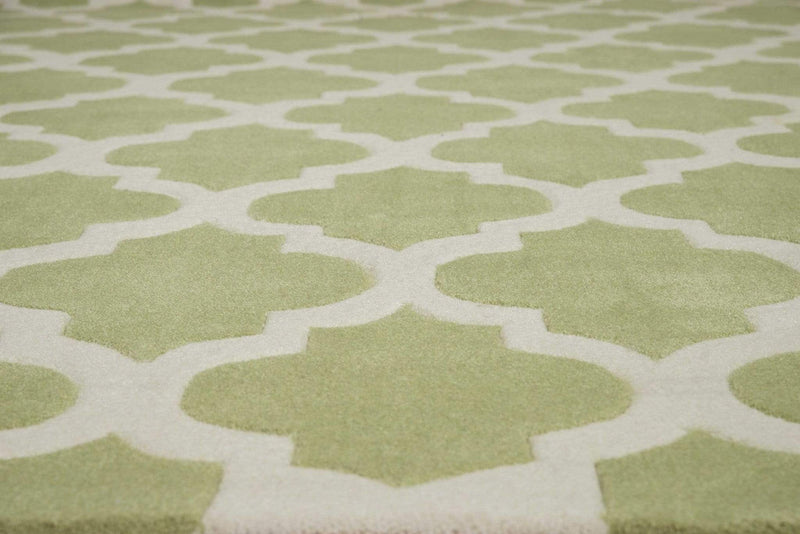 Rugs Entryway Rug - 23" x 86" x 0.46" Green Polyester Runner Rug HomeRoots