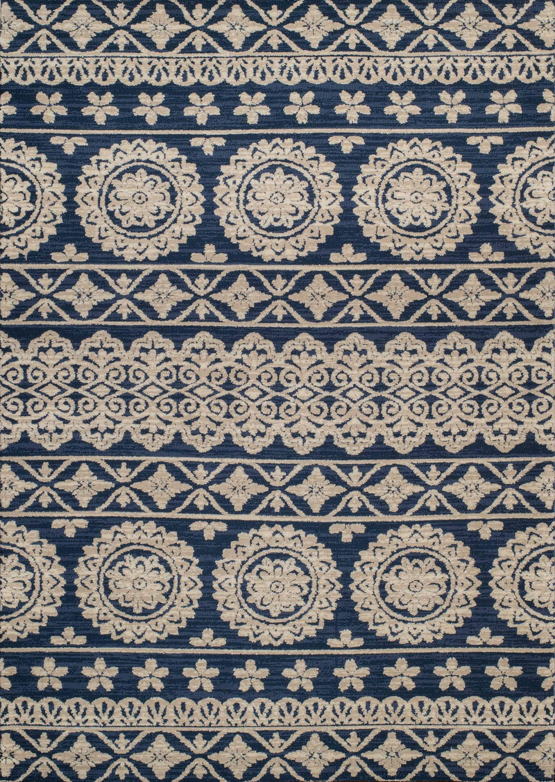 Rugs Entryway Runner Rug 31" x 47" x 0.39" Navy Polyester Runner Rug 8046 HomeRoots