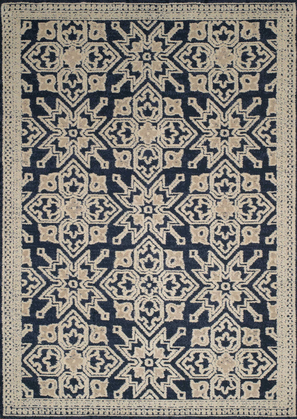 Rugs Entryway Runner Rug - 31" x 47" x 0.39" Navy Polyester Runner Rug HomeRoots