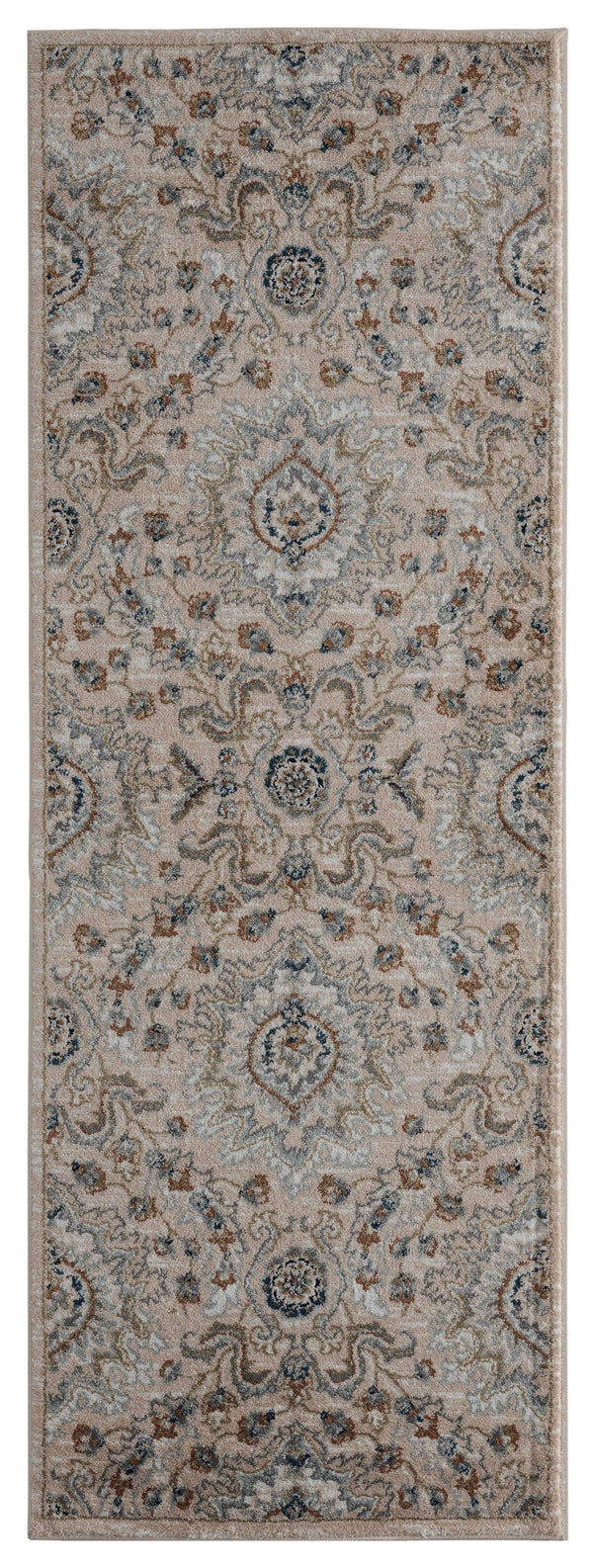 Rugs Entryway Runner Rug 31" x 86" x 0.79" Beige Microfiber/Polyester Runner Rug 8003 HomeRoots