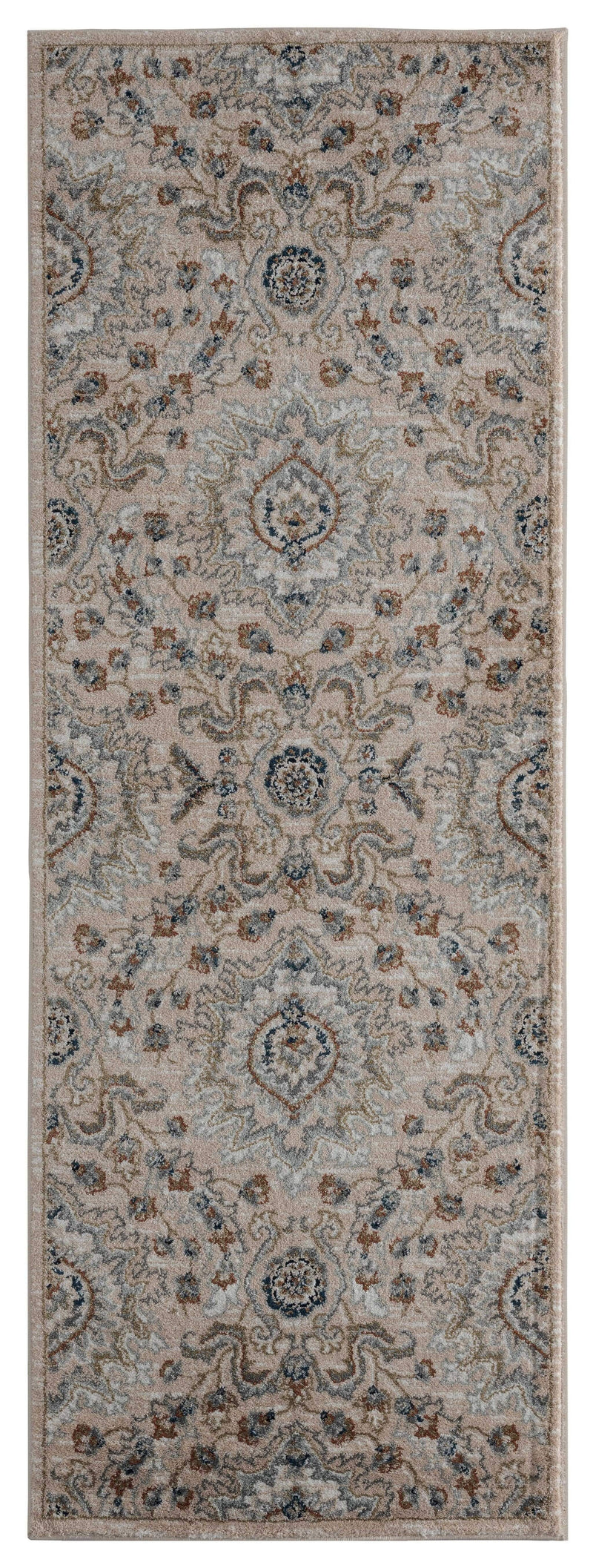 Rugs Entryway Runner Rug 31" x 86" x 0.79" Beige Microfiber/Polyester Runner Rug 8003 HomeRoots