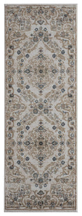 Rugs Entryway Runner Rug 31" x 86" x 0.79" Beige Microfiber/Polyester Runner Rug 8007 HomeRoots
