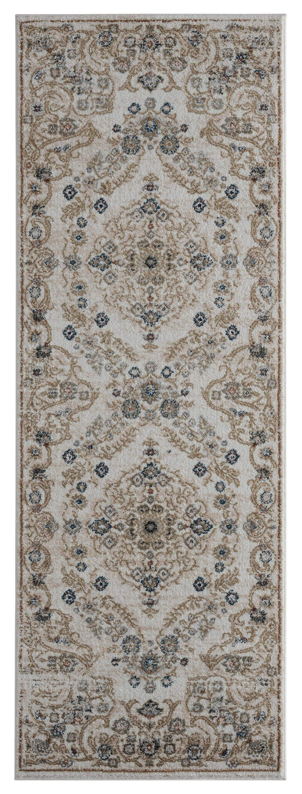 Rugs Entryway Runner Rug 31" x 86" x 0.79" Beige Microfiber/Polyester Runner Rug 8007 HomeRoots