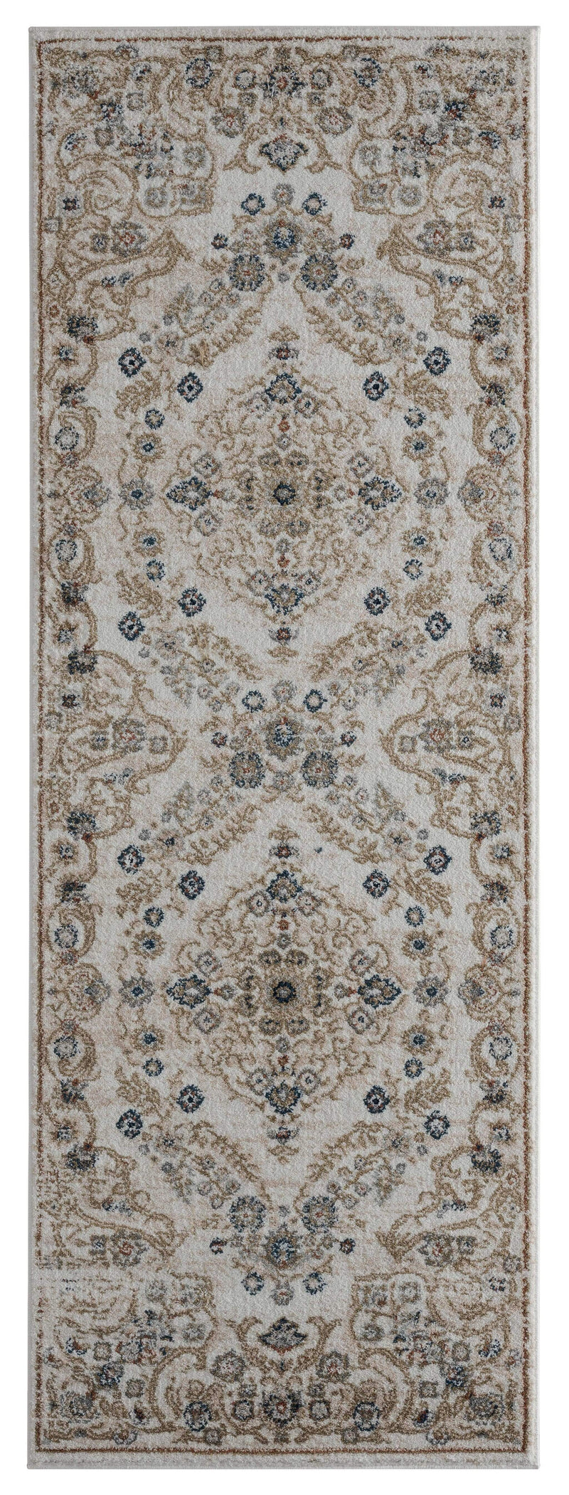 Rugs Entryway Runner Rug 31" x 86" x 0.79" Beige Microfiber/Polyester Runner Rug 8007 HomeRoots