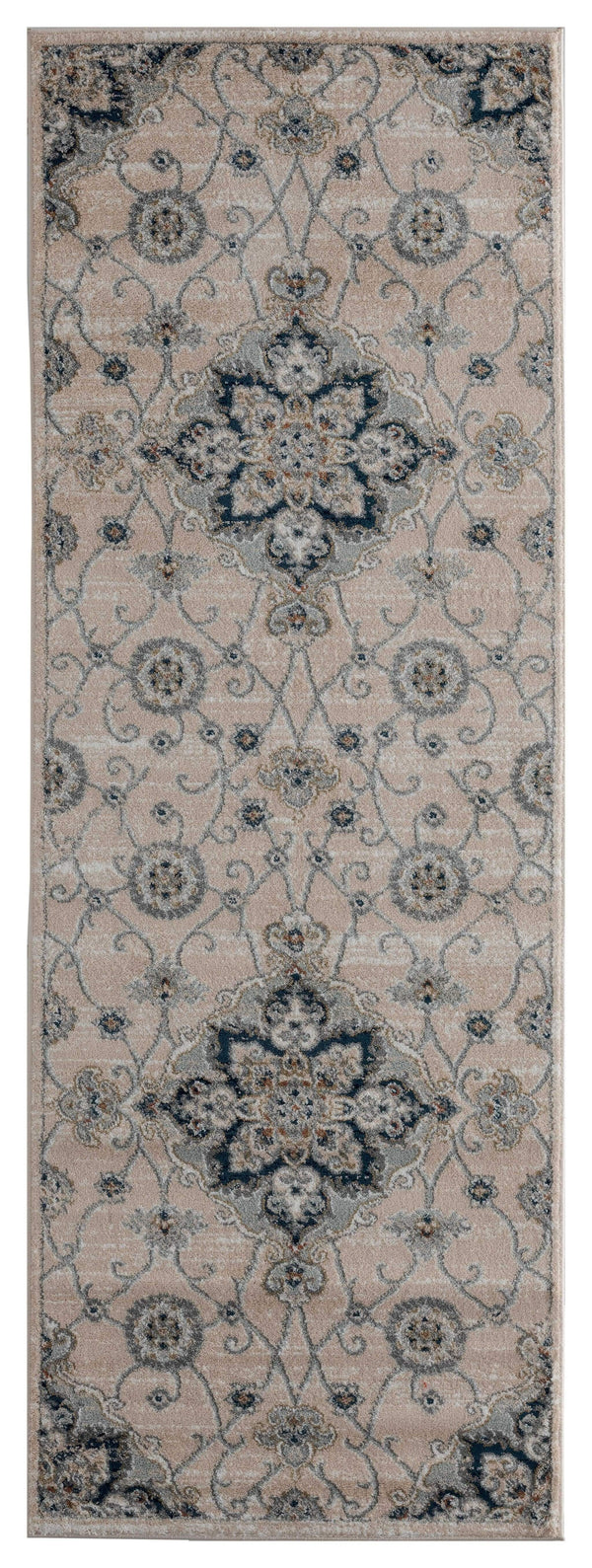 Rugs Entryway Runner Rug 31" x 86" x 0.79" Beige Microfiber/Polyester Runner Rug 8043 HomeRoots