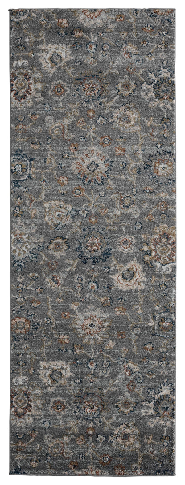 Rugs Entryway Runner Rug 31" x 86" x 0.79" Blue/Grey Microfiber/Polyester Runner Rug 7987 HomeRoots