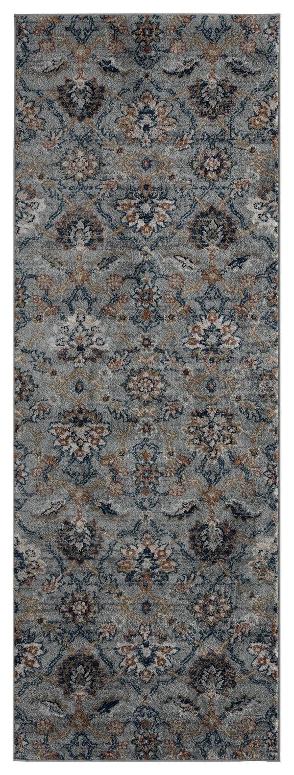 Rugs Entryway Runner Rug 31" x 86" x 0.79" Blue/Grey Microfiber/Polyester Runner Rug 7995 HomeRoots