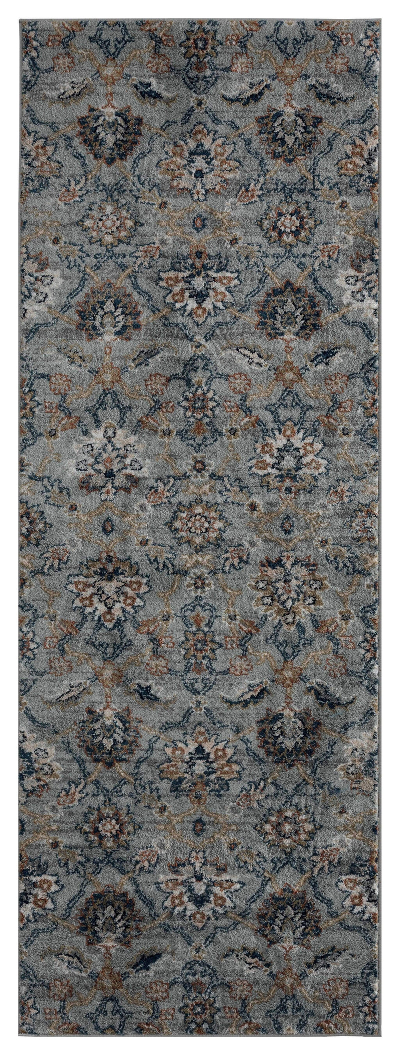 Rugs Entryway Runner Rug 31" x 86" x 0.79" Blue/Grey Microfiber/Polyester Runner Rug 7995 HomeRoots