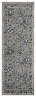 Rugs Entryway Runner Rug 31" x 86" x 0.79" Blue/Grey Microfiber/Polyester Runner Rug 8027 HomeRoots