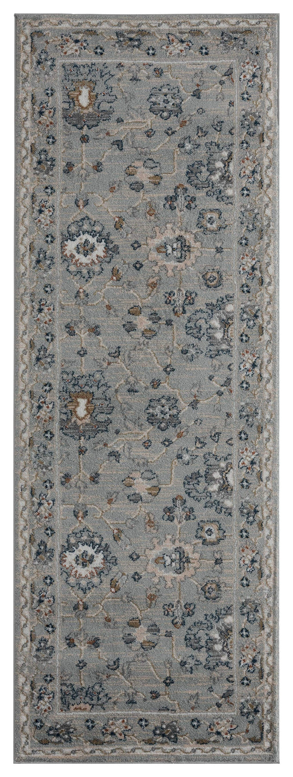 Rugs Entryway Runner Rug 31" x 86" x 0.79" Blue/Grey Microfiber/Polyester Runner Rug 8027 HomeRoots