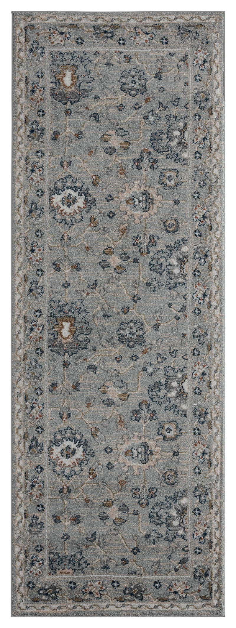 Rugs Entryway Runner Rug 31" x 86" x 0.79" Blue/Grey Microfiber/Polyester Runner Rug 8027 HomeRoots