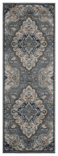 Rugs Entryway Runner Rug 31" x 86" x 0.79" Blue/Grey Microfiber/Polyester Runner Rug 8031 HomeRoots