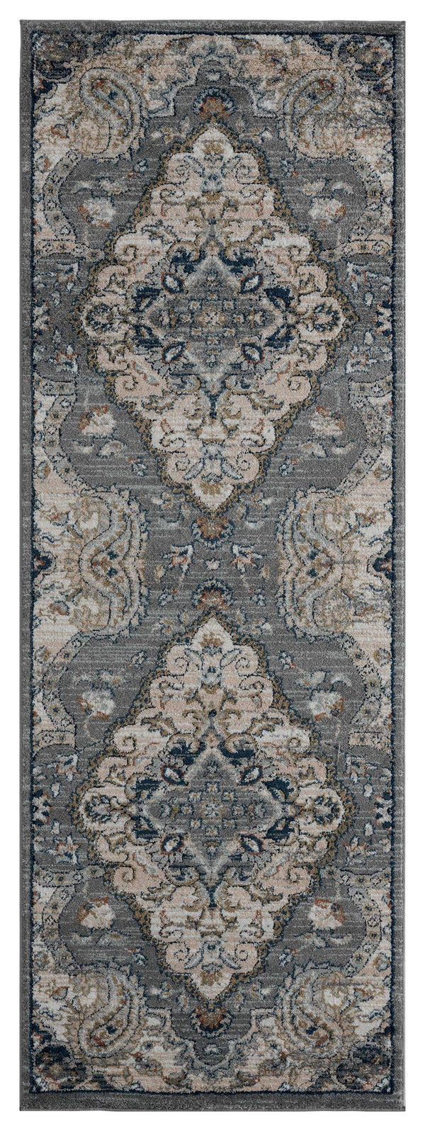 Rugs Entryway Runner Rug 31" x 86" x 0.79" Blue/Grey Microfiber/Polyester Runner Rug 8031 HomeRoots
