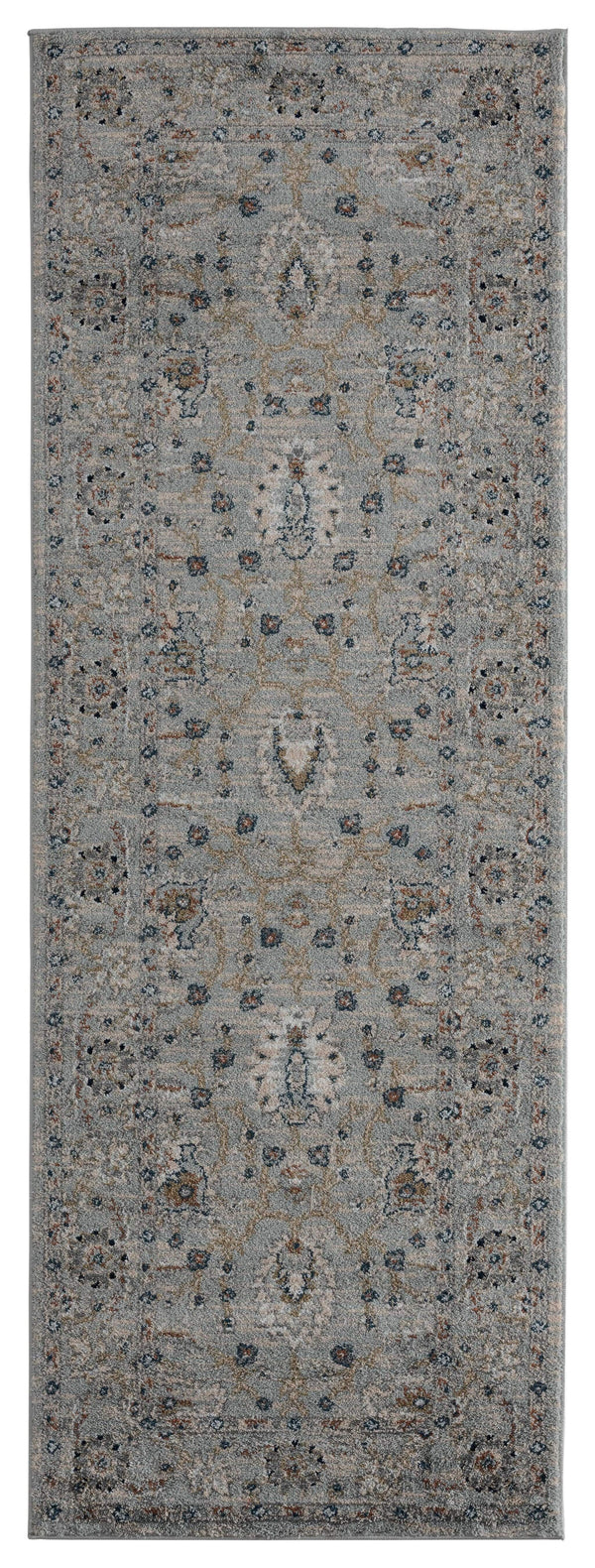 Rugs Entryway Runner Rug - 31" x 86" x 0.79" Blue/Grey Microfiber/Polyester Runner Rug HomeRoots