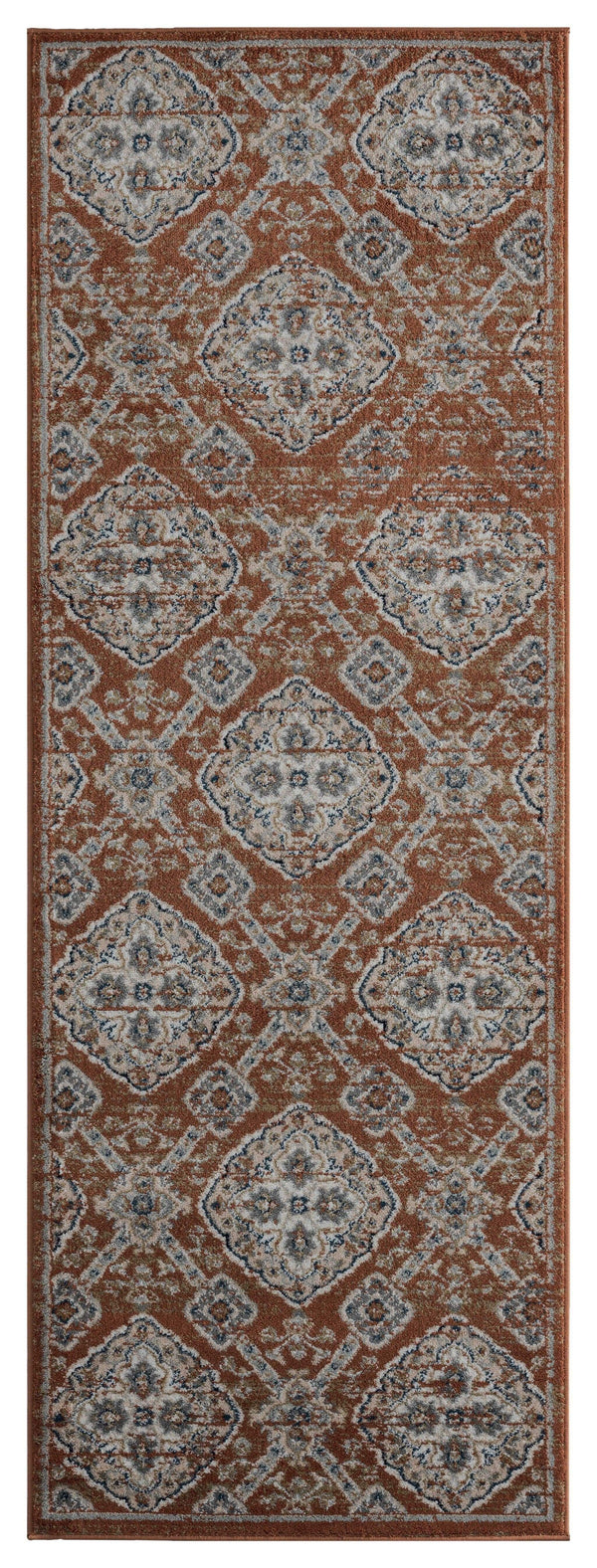 Rugs Entryway Runner Rug - 31" x 86" x 0.79" Burnt Orange Microfiber/Polyester Runner Rug HomeRoots