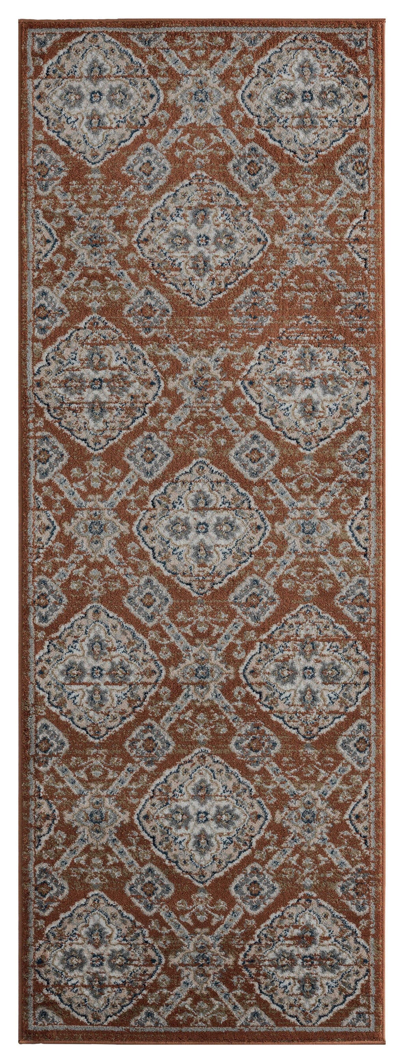 Rugs Entryway Runner Rug - 31" x 86" x 0.79" Burnt Orange Microfiber/Polyester Runner Rug HomeRoots