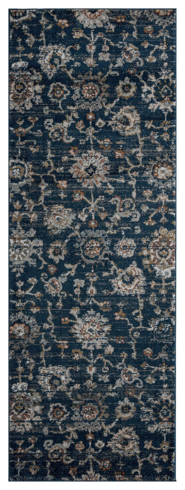 Rugs Entryway Runner Rug 31" x 86" x 0.79" Navy Microfiber/Polyester Runner Rug 7983 HomeRoots