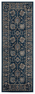 Rugs Entryway Runner Rug 31" x 86" x 0.79" Navy Microfiber/Polyester Runner Rug 8015 HomeRoots