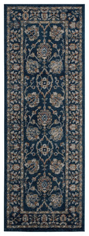 Rugs Entryway Runner Rug 31" x 86" x 0.79" Navy Microfiber/Polyester Runner Rug 8015 HomeRoots