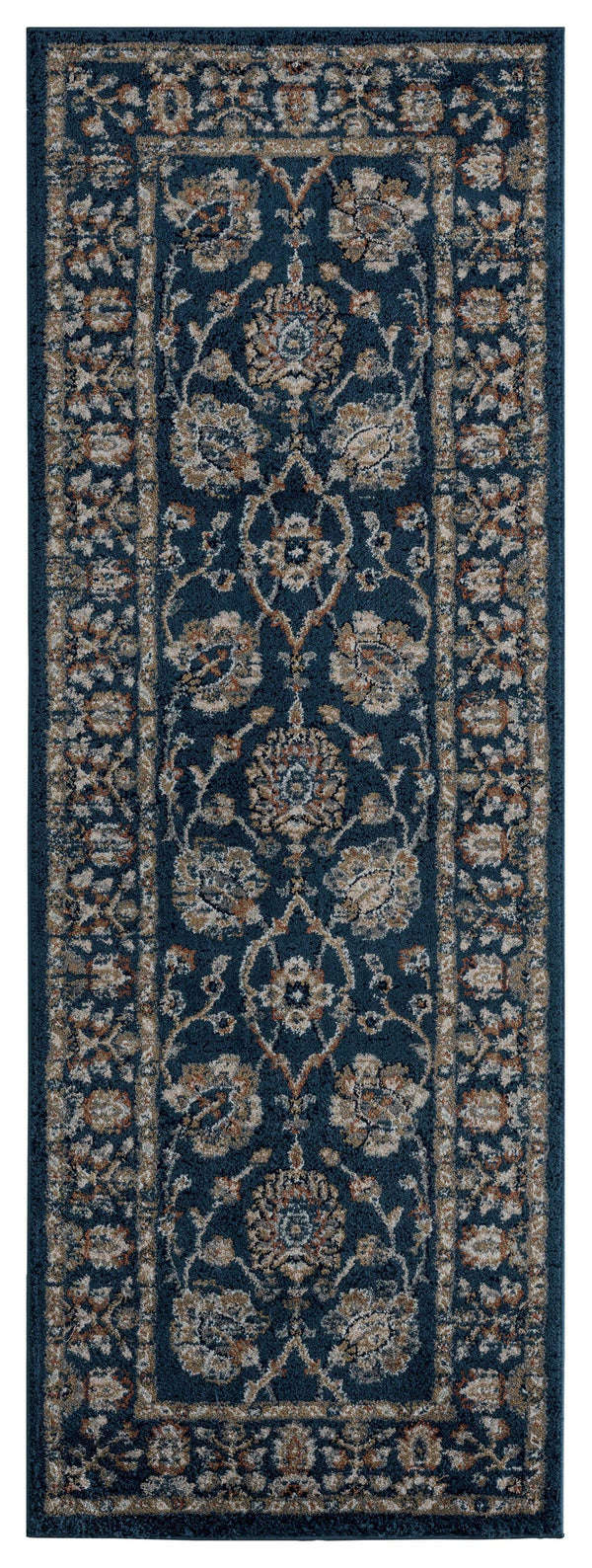 Rugs Entryway Runner Rug 31" x 86" x 0.79" Navy Microfiber/Polyester Runner Rug 8015 HomeRoots
