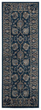 Rugs Entryway Runner Rug 31" x 86" x 0.79" Navy Microfiber/Polyester Runner Rug 8015 HomeRoots