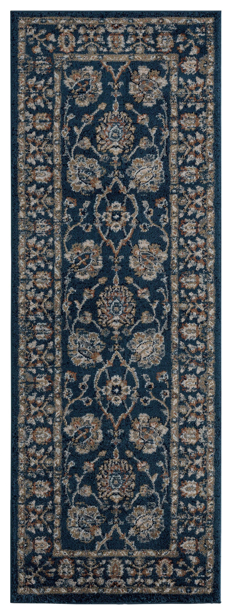 Rugs Entryway Runner Rug 31" x 86" x 0.79" Navy Microfiber/Polyester Runner Rug 8015 HomeRoots