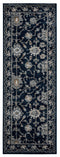 Rugs Entryway Runner Rug 31" x 86" x 0.79" Navy Microfiber/Polyester Runner Rug 8023 HomeRoots