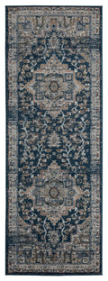 Rugs Entryway Runner Rug - 31" x 86" x 0.79" Navy Microfiber/Polyester Runner Rug HomeRoots