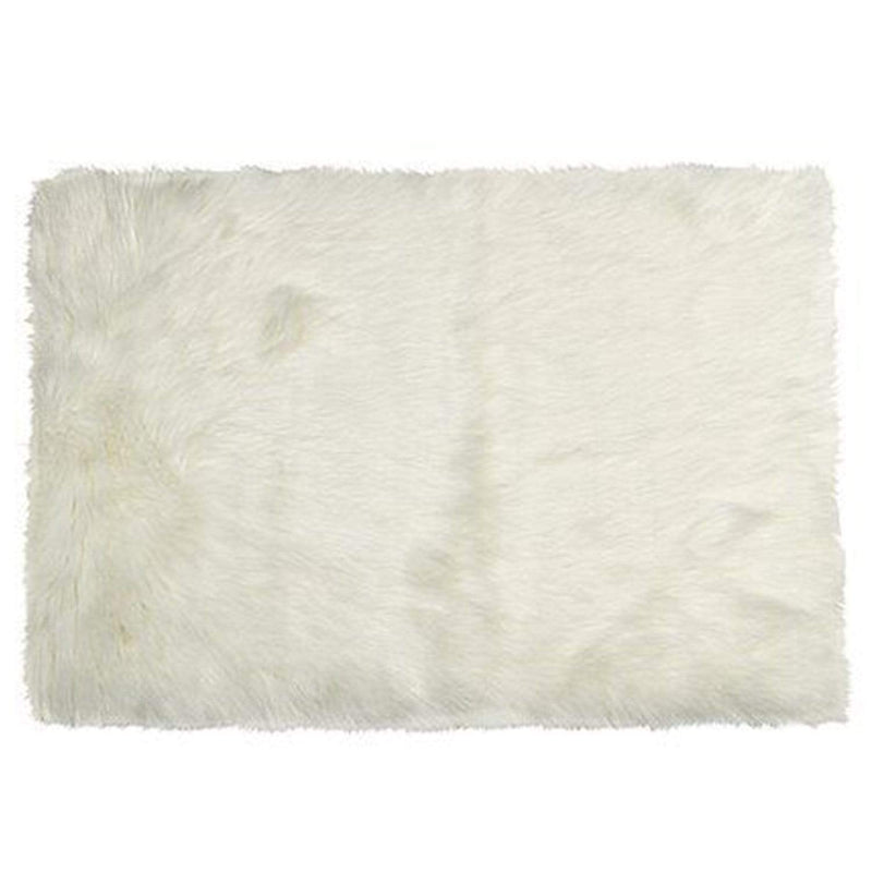 Rugs Faux Fur Rug - 24" x 36" x 1.5" Off White Faux Rectangular - Area Rug HomeRoots