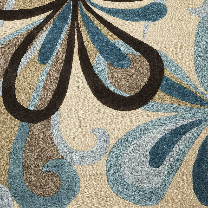 Rugs Floor Rug - 5' x 7'6" Polyacrylic Sand/Teal Area Rug HomeRoots