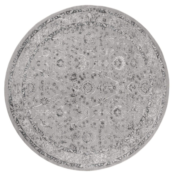 Rugs Floor Rugs 94" x 94" x 0.39" Grey Polyester/Olefin Round Rug 7861 HomeRoots