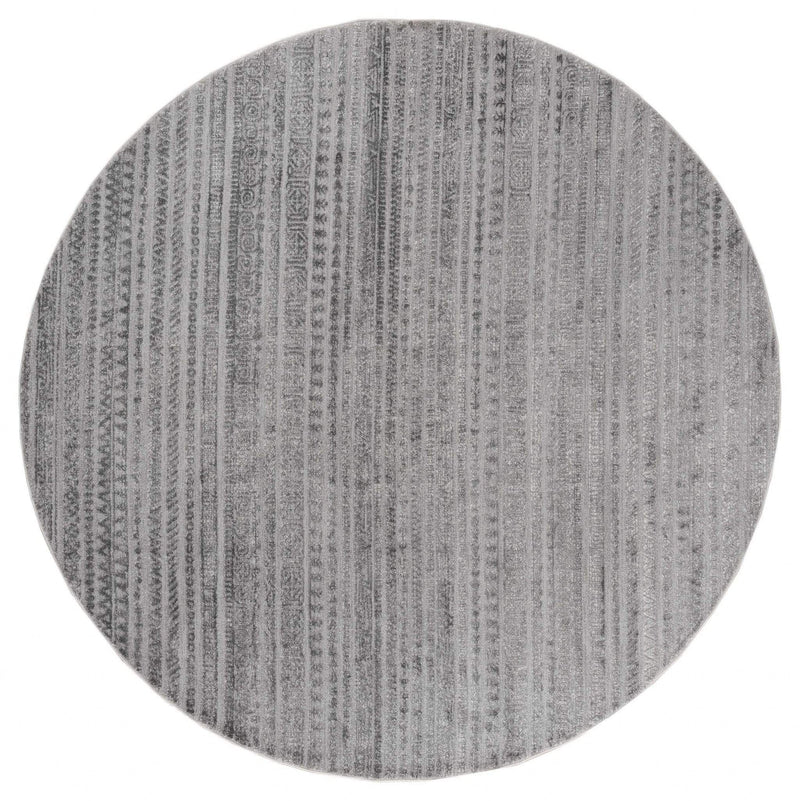 Rugs Floor Rugs 94" x 94" x 0.39" Grey Polyester/Olefin Round Rug 7917 HomeRoots